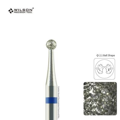 China Quickly Remove RTS/2.1mm Ball Form WILSON Professional Nail Desk Wholesale Diamond Nail Drill Bit 2.35mm Smooth Cuticle Diamond Nail Bit for sale