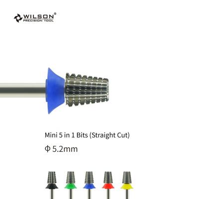 China Quick Remove Hard Gel 5.2mm Mini 5 In 1 Bits (Straight Cut) / Uncoated WILSON High Quality Nail Drill Bit Carbide Nail Professional Uncoated for sale