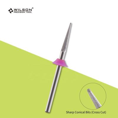 China Quickly Remove 2.35mm Pointed Conical Uncoated Nail Styles Nail Drill Bits New Arrival Customized Popular Nail Drill Bits Set (Cross Cut) for sale