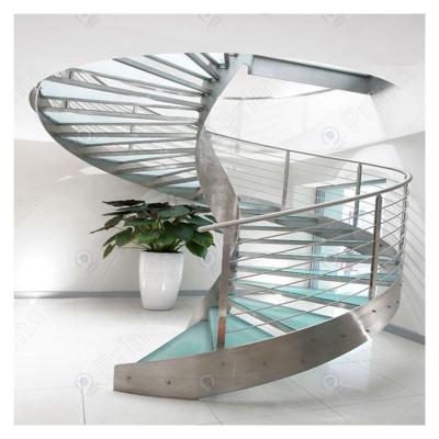 China Traditional CBDMART Staircase Glass Railing Designs Wood Staircase Curved Stair Railing Kits for sale