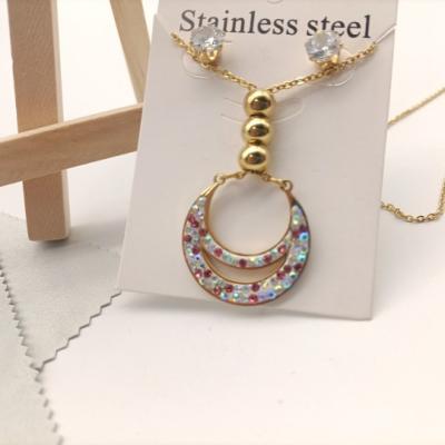 China Punk Custom High End Luxury Hardware Stainless Steel Necklaces With Diamond Earrings for sale