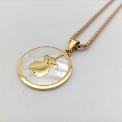 China Custom High End Luxury Health And Environment Material Necklace Bear Shaped Around Stainless Steel With Bear Earrings for sale