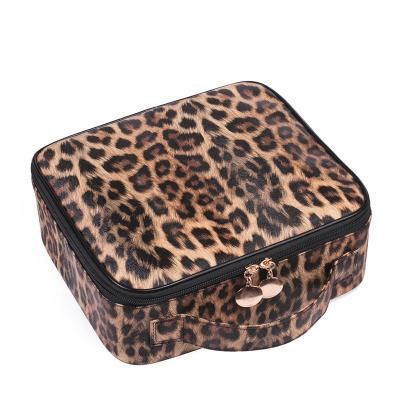 China NEW PU Convenience Makeup Leather Travel Cosmetic Bag Leopard NATIONAL Personalized Cosmetic Bag for sale