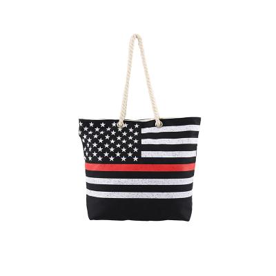 China Luxury Beach Tote Bag Hot Selling Fashion Hemp Rope Beach Bag Canvas Weekend Bag Vacation Beach Tote Bag for sale