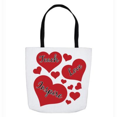 China Eco-Friendly Personalized Valentine's Day Gifts Love Heart Print Tote Bag Wholesale Monogram Valentine's Day Gifts for sale