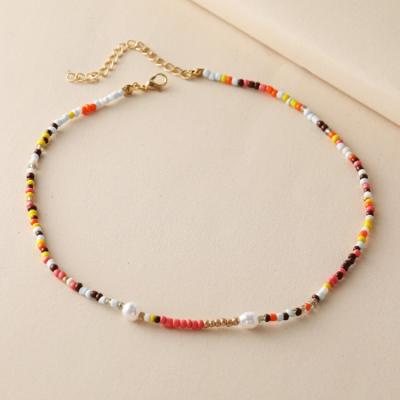 China New Trend BOHEMIA Fashion Short Neck Hand-Beaded Bead Chain Choker Colorful Seed Beads Necklaces for sale