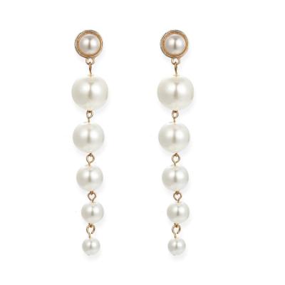 China BOHEMIA BOHEMIA pearl earrings INS style simple fashion high quality simple imitation pearl fringed retro long dangling earrings for sale