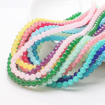 China Jewelry Making DIY Jewelry Accessories 8mm Round Jade Glass Beads For Jewelry Smooth Loose Beading Making for sale