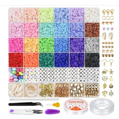 China Colorful 6000 Pcs Ceramic Polymer Clay Beads Crafts Charms DIY Jewelry Bracelet Making Kit For Children for sale