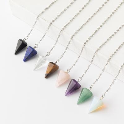 China Natural Quartz Crystal Gemstone Hexagonal Quartz BOHEMIA Healing Pendulum Pendant Crystal 7 Reiki Chakra for sale