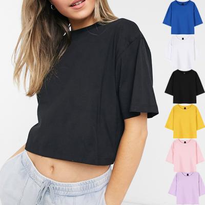 China QUICK DRY Custom Women Plus Size Cotton Casual Crop Top Short Sleeve T-Shirts for sale