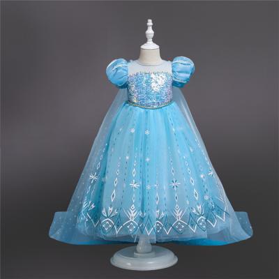 China Kids Fancy Dress Birthday Sequin Costume Elsa Dress Little Girl Princess Party Cosplay Carnival Clothing For Kids for sale