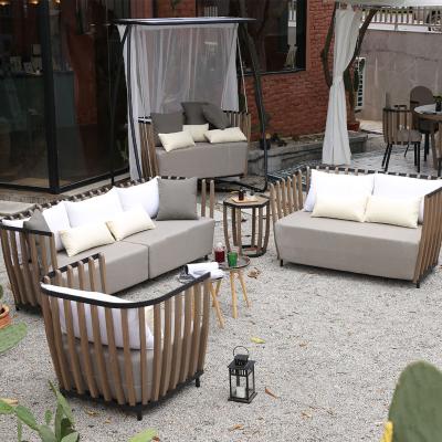 China Hot Sale Modern In The Market Modern Luxury Wood Frame Garden Style Outdoor Furniture Sofa Set for sale