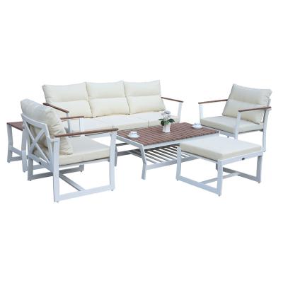 China Patio Set Modern Outdoor Dining Furniture Matel Frame Modern Garden Leisure Style Sofa Set for sale