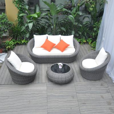 China Hot Sale Modern Outdoor Metal Frame Furniture Hot Sale Rattan Patio Garden Table Chairs Synthetic Rope Sofa Set for sale