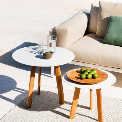 China Wholesale Modern Mini Wooden Corner Small Coffee Round Nordic Simple Table Garden Patio Side Table Set for sale