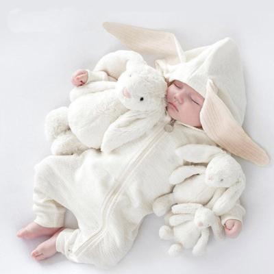 Cina Hot Selling Qne-piece Polyester Zipper Hooded Infant Romper/Cotton Baby Sleepsuit Baby Romper Long Sleeves in vendita