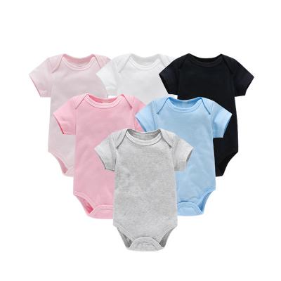 China 100% Cotton Baby Romper 3-24M Newborn Baby Onesies Short Sleeve Cotton Color Pure Baby Girls Boys Clothing for sale