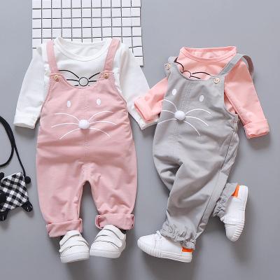 China Cartoon Baby Washable Overalls Sets Girl 1-5 Years Old Babies Clothing Sets For 2 Years Old Wholesale Baby 2 Piece Sets Te koop