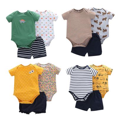 China 2023 Pure Cotton Interesting Baby Clothing Sets New Summer Baby Boy Suit Set Boy Striped Overall Casual Suit Te koop