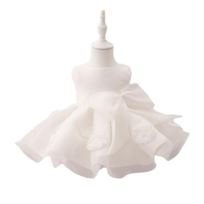 Cina Fashionable Baby Summer Toddler Girls Washable White Christening Dress Trims Factory Hot Sale Infants Fashion Dresses in vendita