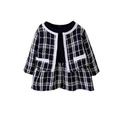 China Anti-wrinkle spring boutique clothing 2 pieces set kids dresses for girls elegant tutu dress set plaid girls dress for sale