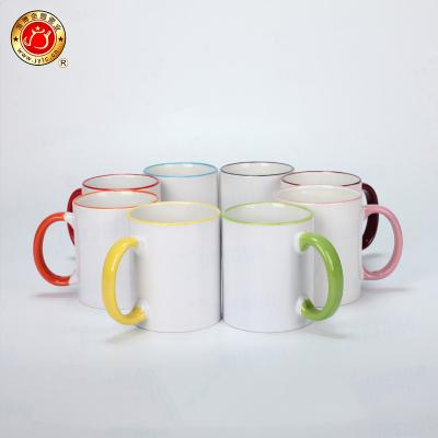 China Office Viable Creative Smart Sublimation Colorful Logo Color Coffee Cup Custom Mug With Color Handle for sale