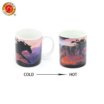 China Sublimation Heart Color Viable Wholesale Reusable Electroplating Heating Changing Mug for sale