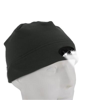 China JOINT Black Outdoor LED Lighted Fleece Lined Beanie Winter Hat With LED Light for sale