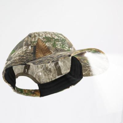 China COMMON custom logo LED light baseball camouflage army hat with LED light for hunting camping and fishing for sale