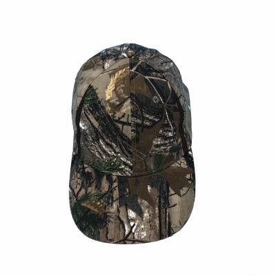 China Real COMMON Tree Camouflage Custom Wholesale Customized Hat With LED Light Baseball Cap For Camping,Running And Fishing for sale