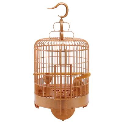 China Stocked Shenzhen OEM ODM Parrot Pigeon Love Bird Plastic Canary Yellow Gold Round China Small Breeding Bird Cages for sale