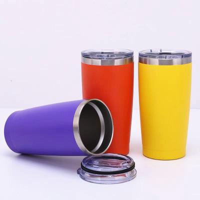 China 20oz Sustainable Stainless Steel Vacuum Tumbler Insulated Coffee Mug Double Wall Travel Mug With Push Lid for sale