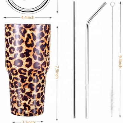 China Viable 800Ml Vacuum Drinking Painted And Tint Leopard Stainless Steel Tumbler Cup 30oz Vacuum Bottle Print for sale