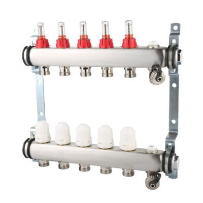 China Heater Parts Household Stainless Steel Pipe Central HVAC System Floor Heating Water Distribution Manifolds Manifold With Flowmeter for sale