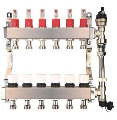 China Heater Parts High quality 304 stainless steel floor heating manifolds 2 ways-12 ways for floor heating system for sale