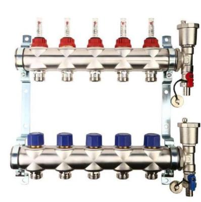 China Heater Parts Stainless Steel Manifolds 2 ports-12 ports for radiant floor heating distribution system for sale