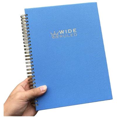 China Custom Printing A4 Spiral Cloth Hardcover Notebook Spiral Notebook Gold Color Coil Binder Neat Pages for sale