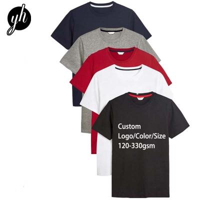 China Heavyweight Empty Mens Anti-wrinkle High Quality 100% Cotton Embroidery T-shirt Printing O-neck Custom Made T-shirts For Men for sale