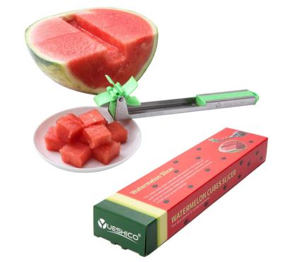 China Stainless Steel Watermelon Slicer Cutter Knife Hollow Puncher Viable Fruit Vegetable Tools Kitchen Instruments with Melon Scoop for sale