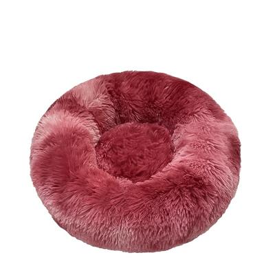 China Hot Selling Soft Factory Various Soft Plush Around Colorful Fluffy Pet Bed for sale