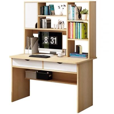 China 2021 Contemporary Hot Selling Wooden Computer Desk With Shelf Student Study Desk With 2 Drawers for sale