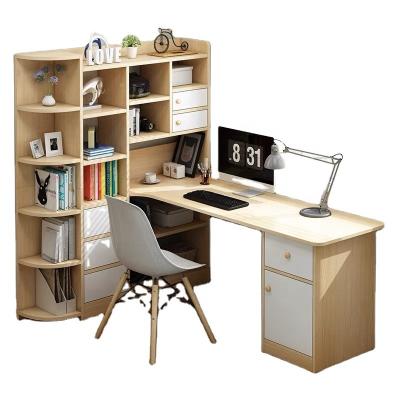 China Durable Home Widely Used Corner Office Home Office Table With Bookcase And Storage for sale