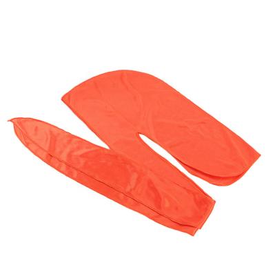 China Eco-Friendly Recyclable Orange Bandana Durag Tail Long And Wide Strap Durag Hat Good Quality Wave Man for sale