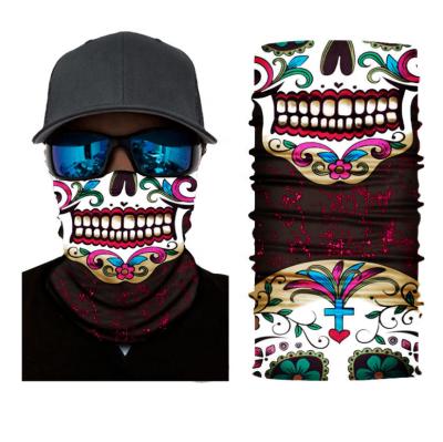 China Eco-Friendly Most Popular Magic Skull Camouflage Sports Scarf Motorcycle Magic Seamless Black Bandanas for sale