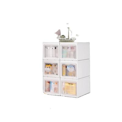 China Sustainable White Stackable Storage Box Storage Plastic Bins With Handles for sale