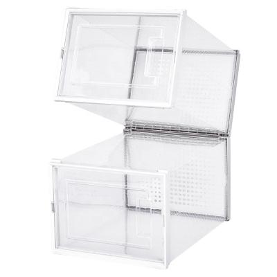 China Viable Transparent Clear Shoe Box Stackable Collection Shoes Basketball Sneaker Boxes 12 Pcs Set Shoe Box for sale