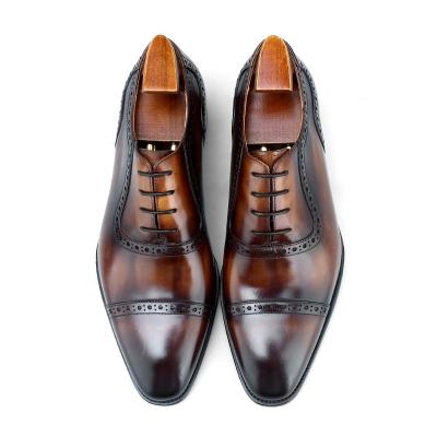 China Rubber F8-NS58 Factory Price Luxury New Italian Stylish Handmade Genuine Leather Mens Oxford Dress Shoes for sale