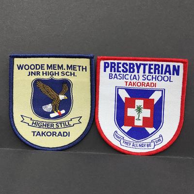 China Custom Embroidered Weave Patches School Crest Badge School Uniform College Patch Badge for sale