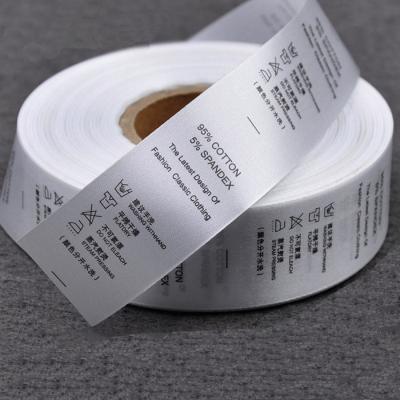 China Washable Custom Care Label Fabric Sew In Care Labels For Clothing Material Satin Laundry Label Washable for sale